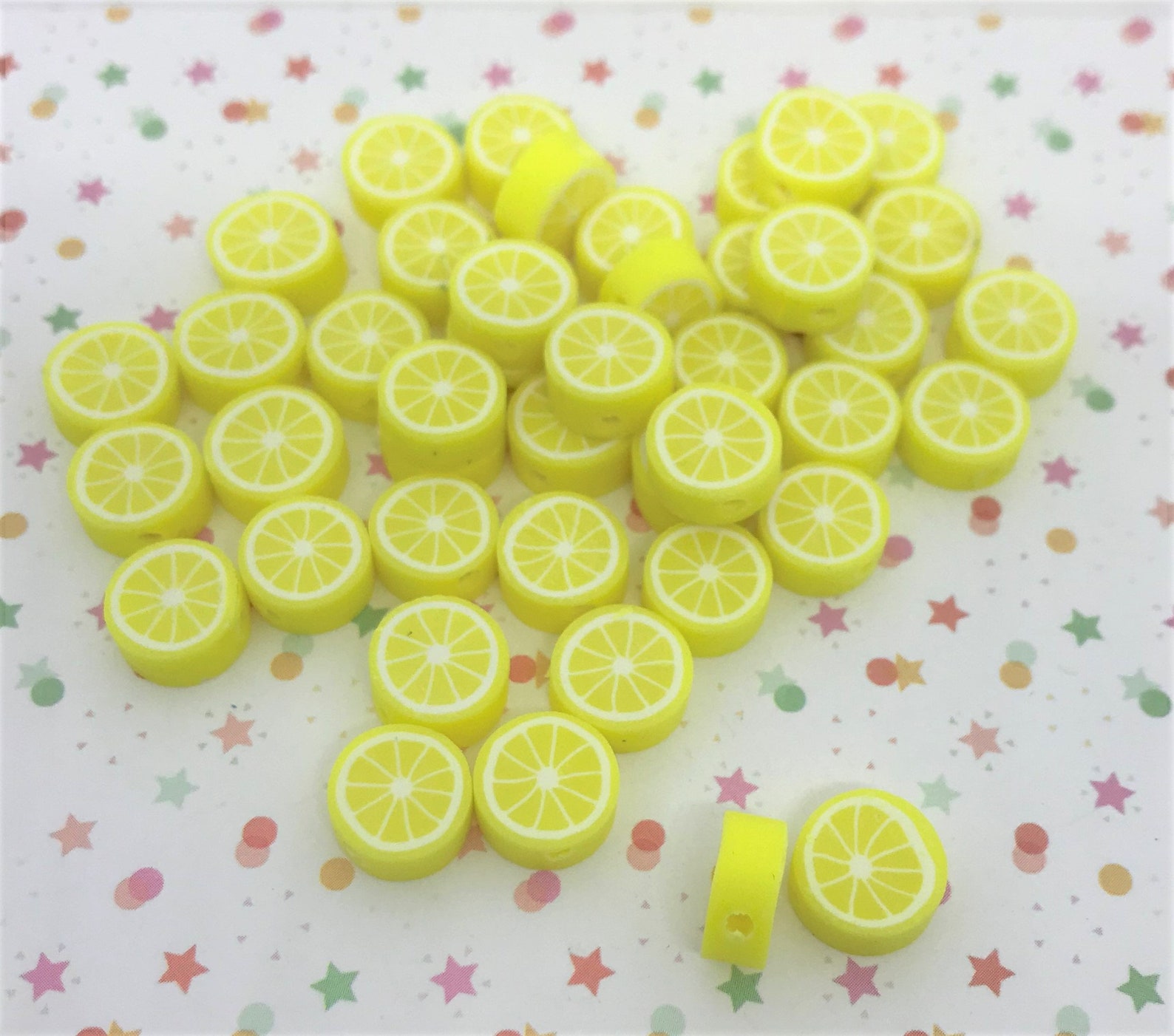 20 Lemon Beads.Polymer Clay Lemon fruit slices Qty 20 beads Etsy