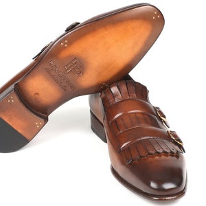 Paul Parkman Men's Brown Kiltie Double Monkstraps (ID#ST37VF)