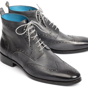 Paul Parkman Wingtip Ankle Boots Gray Hand-Painted - 777-GRAY main image 0