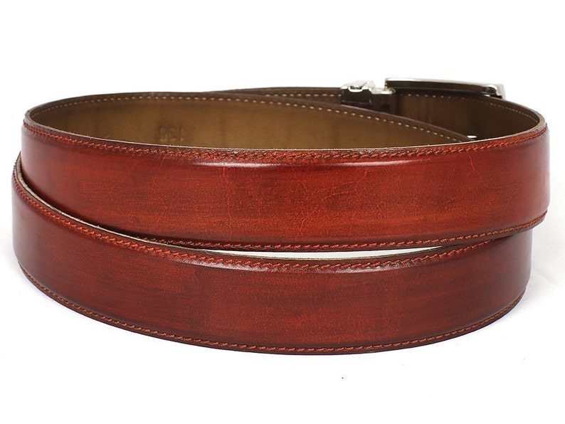 Paul Parkman Men's Dual Color Patina Hand-Painted Leather Belt Blue & Brown B01-B main image 1