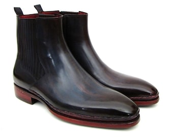 Paul Parkman Men's Chelsea Boots Navy & Bordeaux (ID#BT54F11)