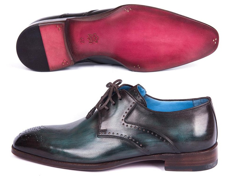 Paul Parkman Turquoise & Brown Medallion Toe Derby Shoes - Etsy