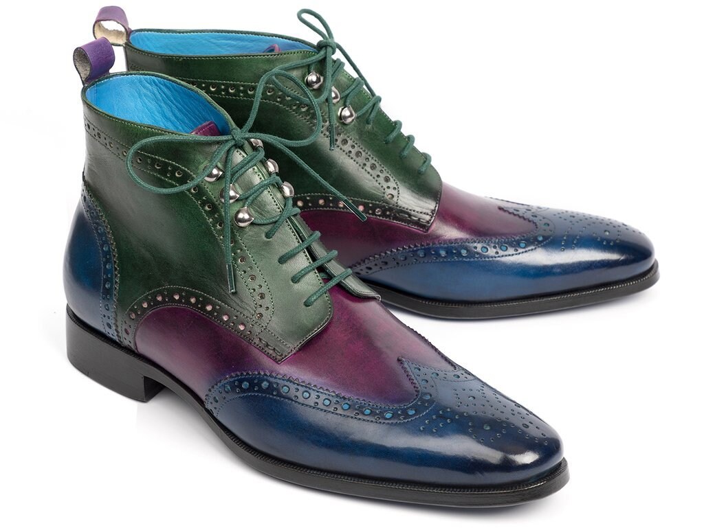 Paul Parkman Wingtip Ankle Boots Three Tone Blue Purple Green ID777 BLU PRP Etsy Canada