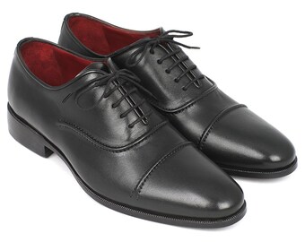 Paul Parkman Captoe Oxfords Black Shoes - 5032-BLK