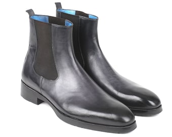 Paul Parkman Black & Gray Chelsea Boots (ID#BT661BLK)