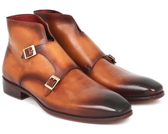 Paul Parkman Men's Double Monkstrap Boots Brown (ID#8154-BRW)