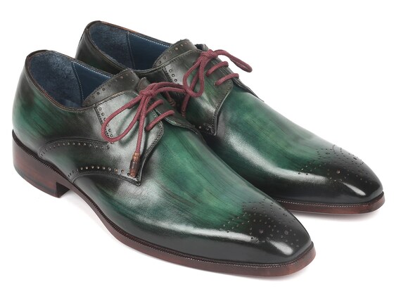 Paul Parkman Men s Green Medallion Toe Derby Shoes ID6584 GRN