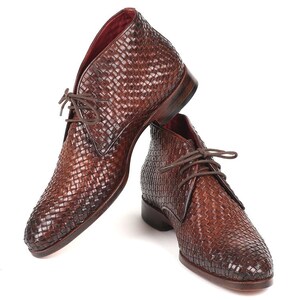 Paul Parkman Brown Woven Leather Chukka Boots - CK82WVN