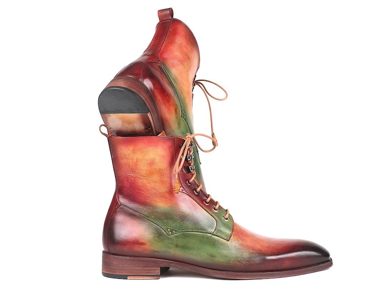 Camel /& Bordeaux Leather Boots Paul Parkman Men/'s Green ID#BT533SPR