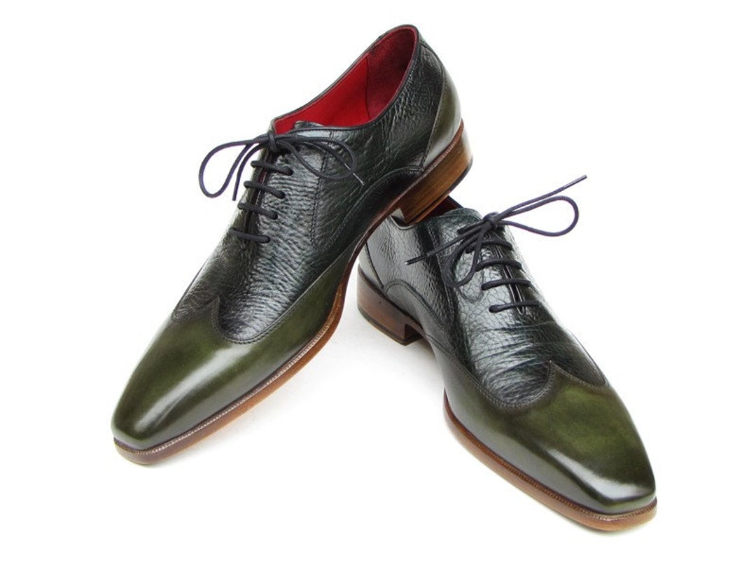 Paul Parkman Wingtip Oxford Floater Leather Green - 023-GREEN