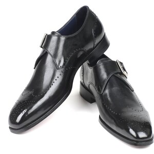 Paul Parkman Wingtip Single Monkstraps Black - 98F54-BLK