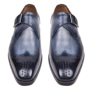 Paul Parkman Wingtip Single Monkstraps Navy - 98F54-NVY