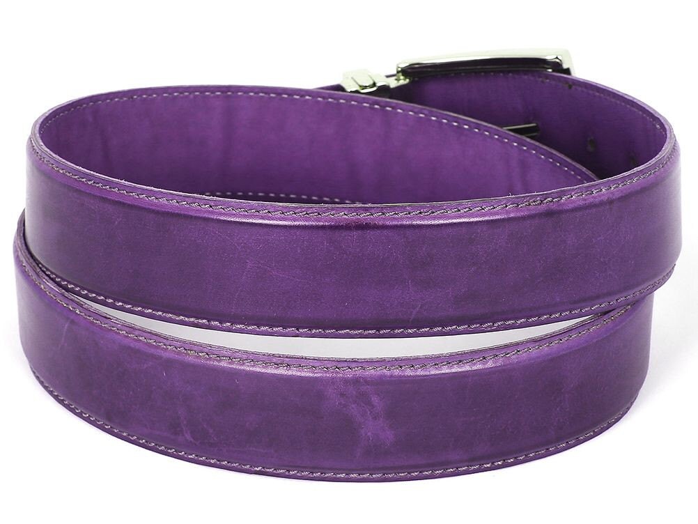 Paul Parkman Men's Handmade Leather Belt Hand-Painted Purple B01-A main image 1