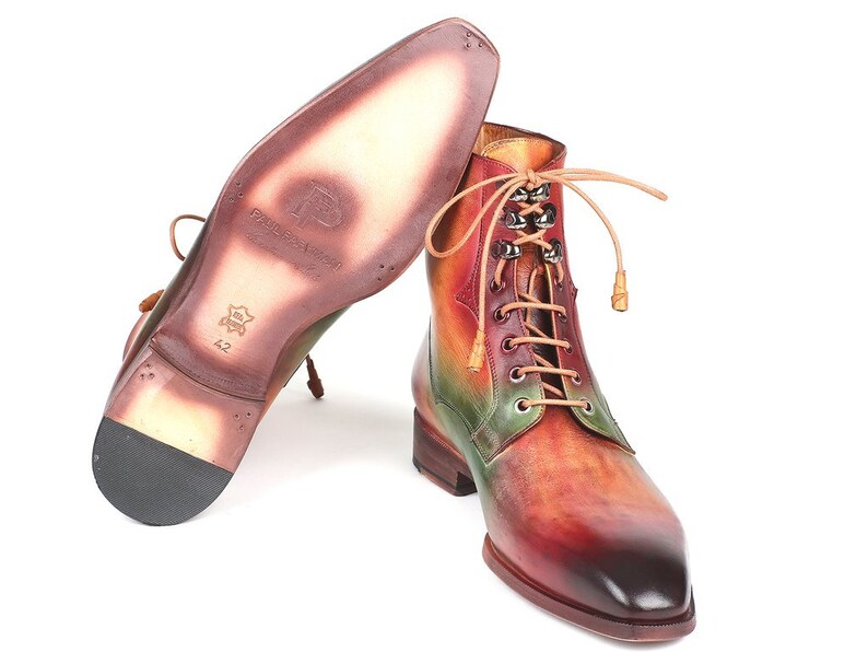 Camel /& Bordeaux Leather Boots Paul Parkman Men/'s Green ID#BT533SPR