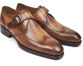 Paul Parkman Wingtip Single Monkstraps Brown & Camel (ID#98F54-BRW)