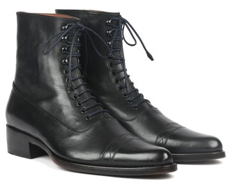 Paul Parkman Men's Goodyear Welted Boots Black Leather (ID#CW477-BLK)