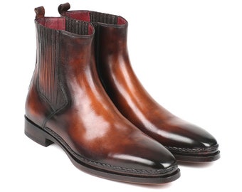 Paul Parkman Chelsea Boots Brown Burnished Leather (ID#BT57-BRW)