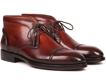 Paul Parkman Men's Cap Toe Chukka Boots Brown (ID#144BRW68)