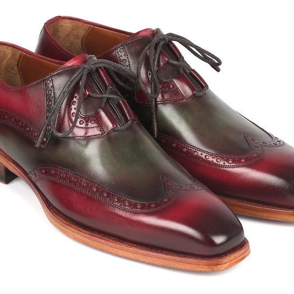 Paul Parkman Goodyear Welted Ghillie Lacing Brogues Green & Bordeaux (ID#2955-GRB)