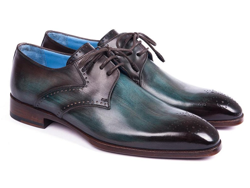 Paul Parkman Turquoise & Brown Medallion Toe Derby Shoes - Etsy