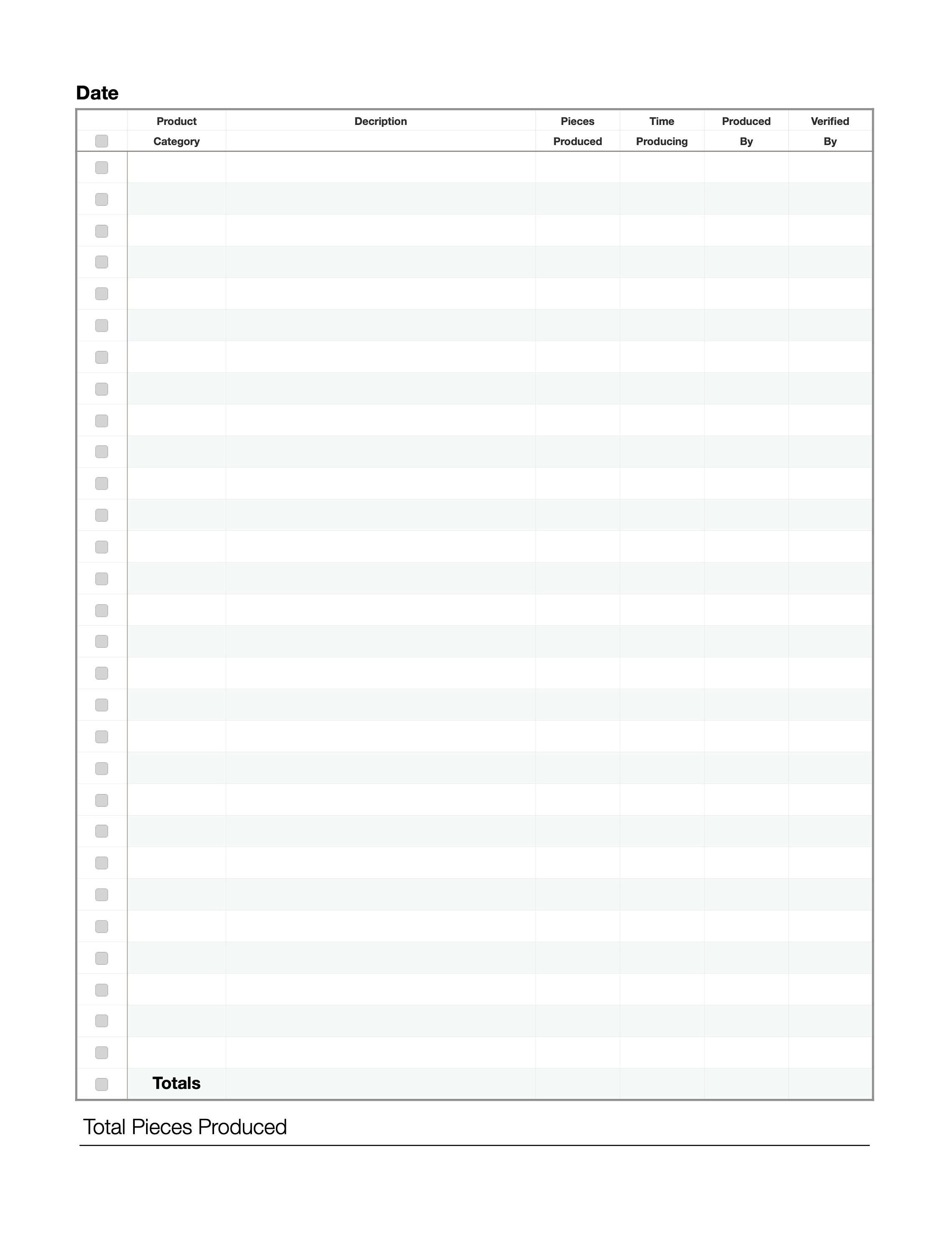 Individual Production Worksheet. Excel, Numbers, and PDF Versions Included Etsy