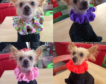 SM Cool Dog/Cat Purple, Pink, Varigated, Neon Orange, Red Fur Ruffled Collar  20% goes to Crest Care Rescue