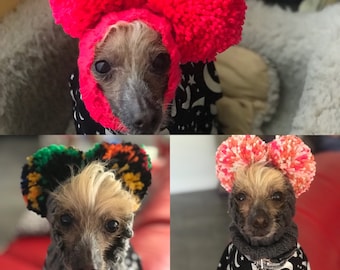 MD SM Warm Dog Hat Snood  Poms Colors in Drop Down 20% goes to Crest Care Rescue
