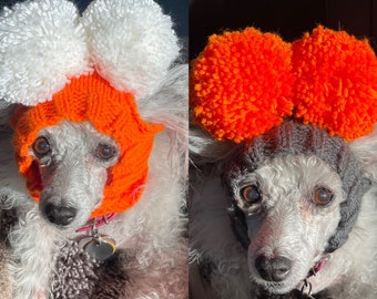 LG Warm Dog Hat Snood  Poms  Colors in Drop Down 20% goes to Crest Care Rescue