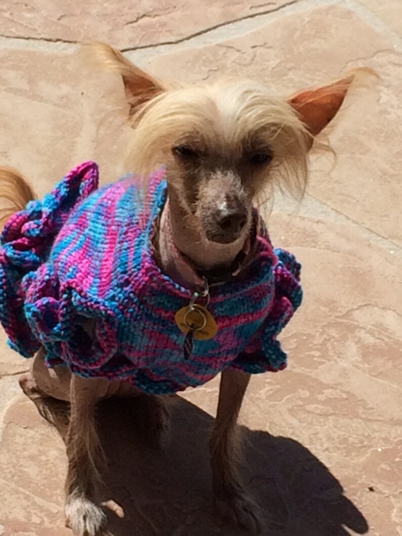SM Ruffled Girly Party Dress Hand Knitted 20/% goes to Crest Care rescue