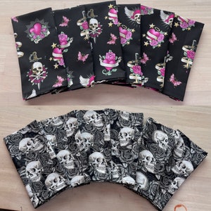 Halloween Skull Goth Cloth Napkins Large 18 x18  set of 6 or 4 description in drop down