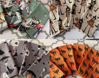 Halloween Skull Goth Cloth Napkins Large 18 x18 set of 6  or 4 description in drop down