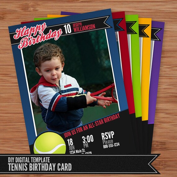 Tennis Carte D Invitation Anniversaire 5 X 7 Modele De Etsy Tennis Carte D Invitation Anniversaire 5 X 7 Modele De Etsy