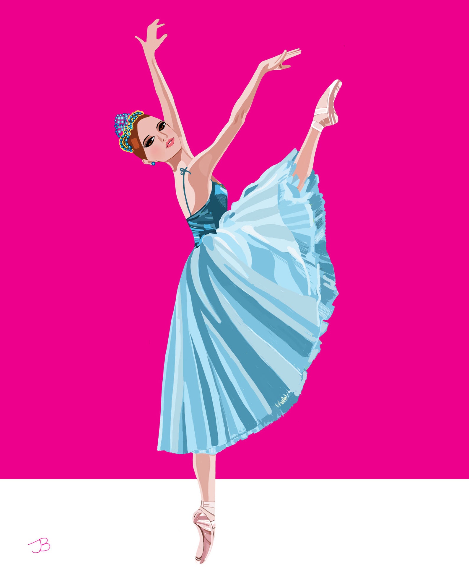 ballet print, blue tutu ballerina, pink ballerina poster, ballerina art, ballet gift, ballet wall decor, gift for baby ballerina