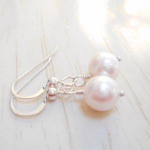 Freshwater Pearl Dangle Earrings: Sterling Silver Bridal Jewelry