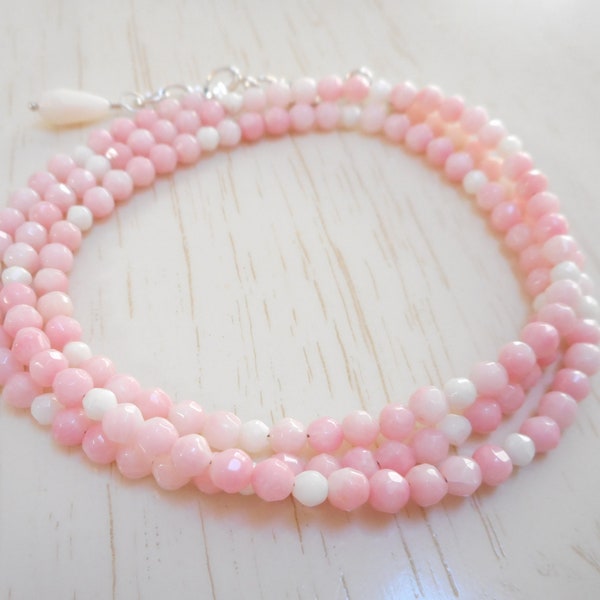 Pink Coral Bracelet, Triple Wrap Bracelet, Sterling Silver Jewelry, Dainty Multicolor Coral Teardrop Beaded Bracelet, Delicate Necklace