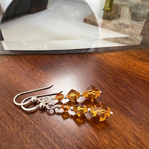 Topaz Swarovski Crystal Drop Earrings: Sterling Silver Dangle Jewelry