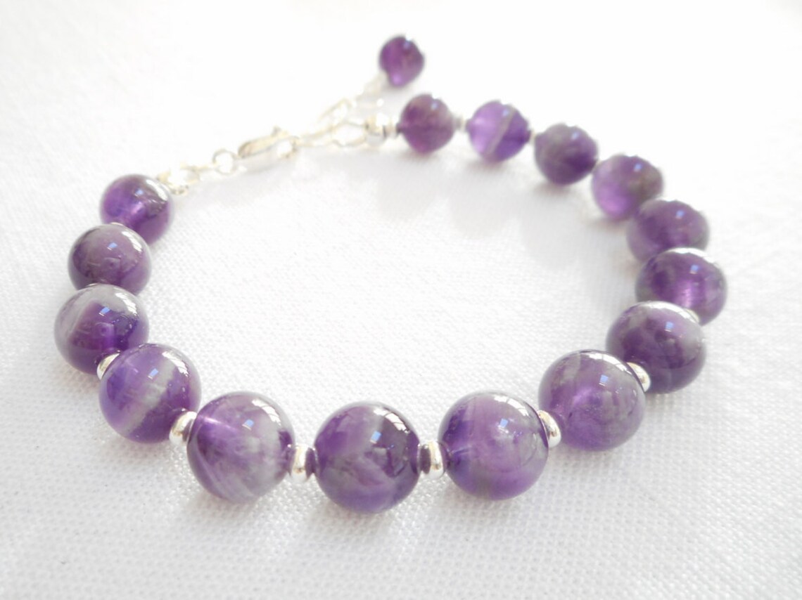 Amethyst Bracelet Genuine Gemstone Jewelry February Etsy