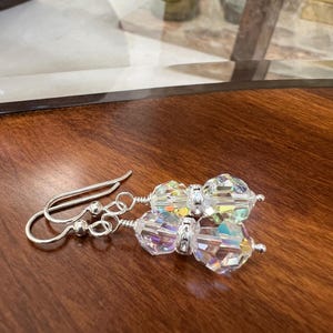 Crystal Aurora Borealis Earrings, Swarovski Earrings, Sterling Silver Jewelry, Dangle Earrings, Clear Beaded Drop Earrings, Bridal Jewelry