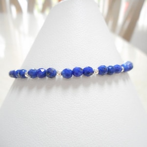 Lapis Lazuli Bracelet: Faceted Gemstone & Sterling Silver