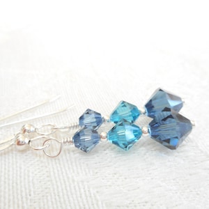 Blue Swarovski Crystal Earrings: Sterling Silver Beaded Dangle Jewelry