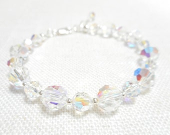 Swarovski Crystal Bracelet: Aurora Borealis Sterling Silver Adjustable Jewelry