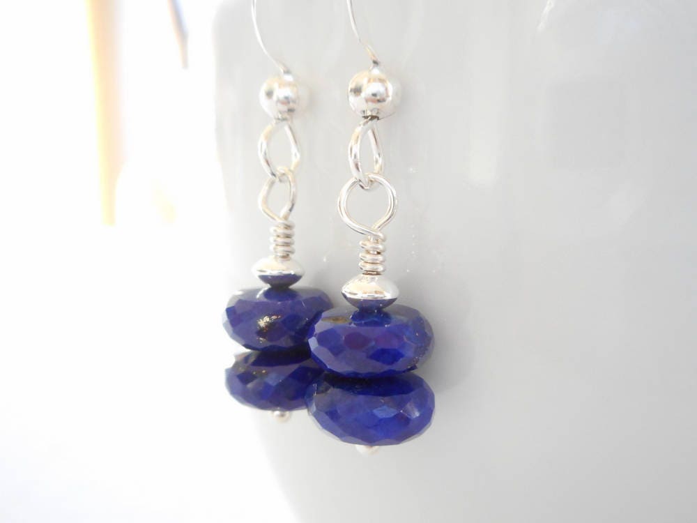 Lapis Lazuli Larimar & Pearl Earrings Gemstone and | Etsy