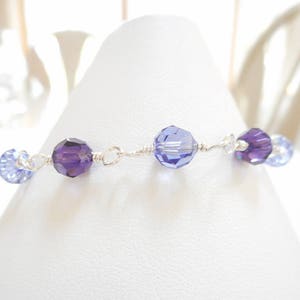 Purple Swarovski Crystal Bracelet: Tanzanite & Velvet, Sterling Silver