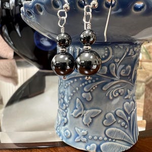 Hematite Dangle Earrings: Sterling Silver, Gunmetal Gray Beaded Jewelry