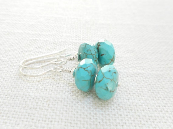 Turquoise Sterling Silver Dangle Earrings: December Birthstone Jewelry