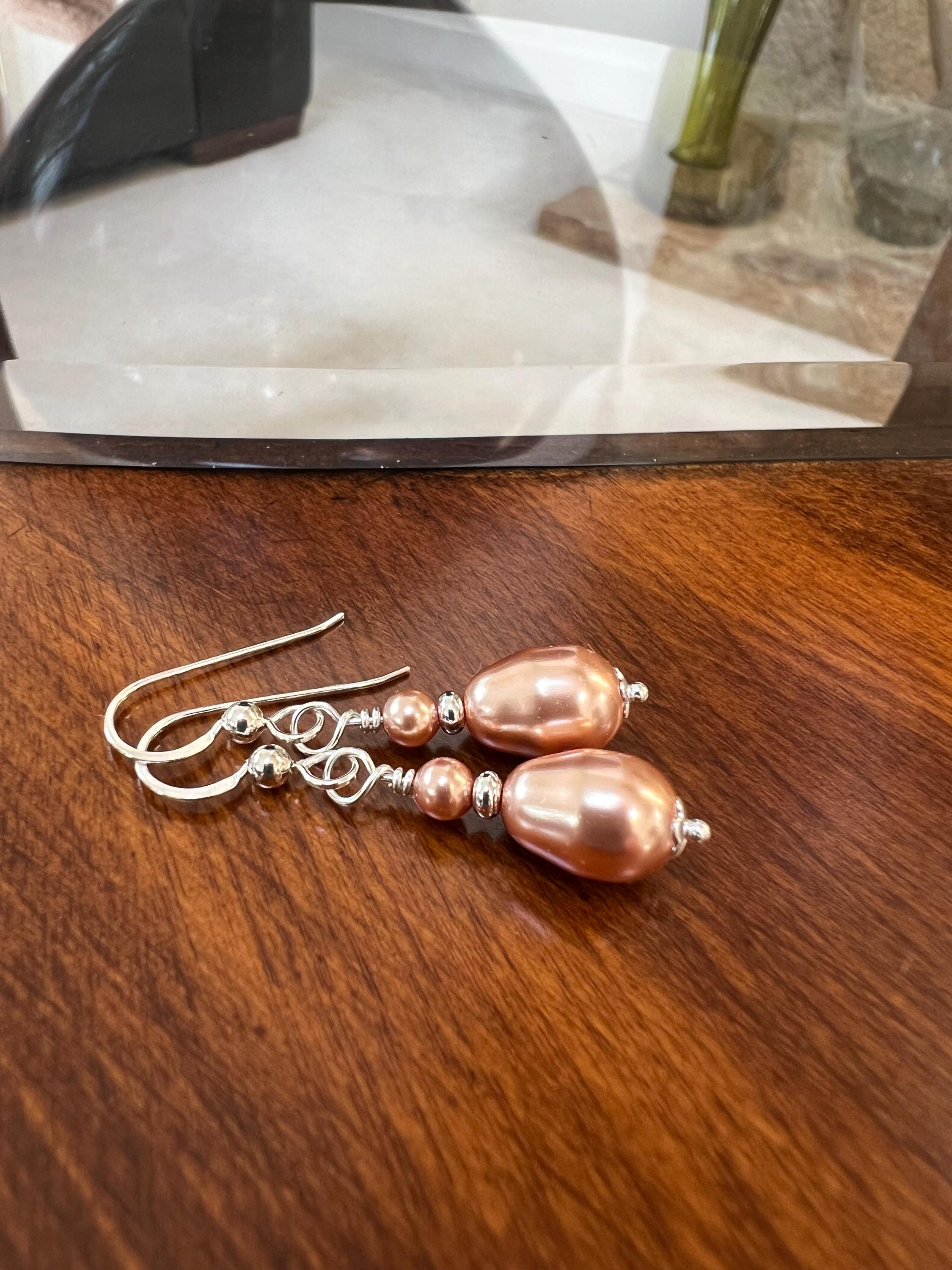 Rose Gold Pearl Teardrop Earrings