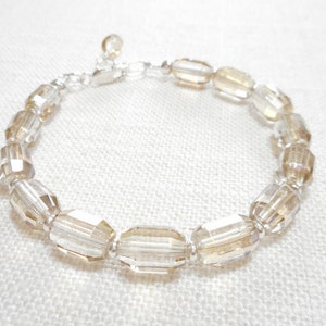 Czech Glass Bracelet, Golden Champagne Glass Beaded Bracelet, Czech Glass Jewelry, Jewelry Gift for Her, Faceted Glass Bead Bracelet