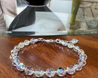 Swarovski Crystal Bracelet: Aurora Borealis Sterling Silver Jewelry, Adjustable