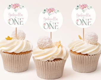 Schmetterling und Blume Cupcake Topper Mädchen Geburtstag Cupcake Dekoration Blume Erster Geburtstag Schmetterling Mädchen 1. Geburtstag Cupcake Toppers