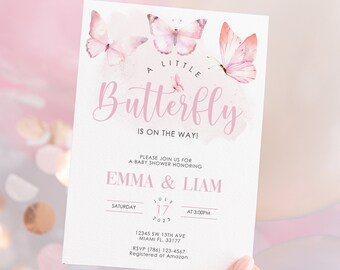 Schmetterling Baby Shower Einladung Butterfly Invite Baby Shower
